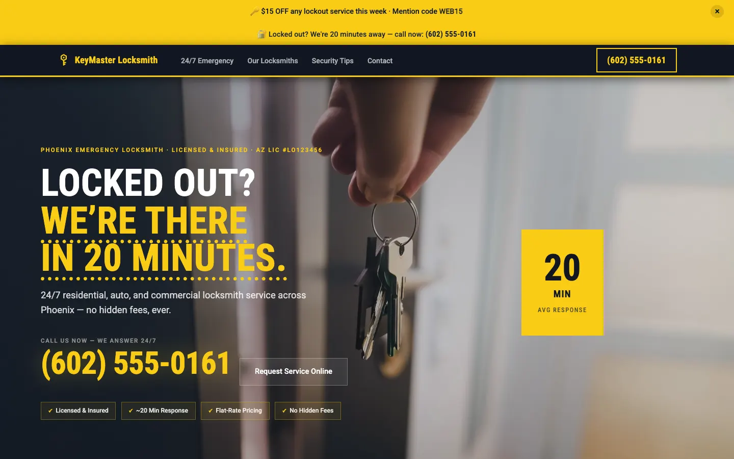 KeyMaster Locksmith & Security website